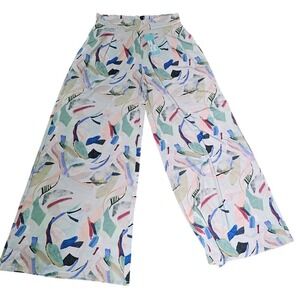 NWT Summer Wide Leg Trousers Palazo Pants Abstract Print By Shore Size L